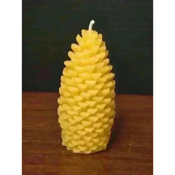 Handmade Slim Medium Pinecone  Beeswax Candle - Picture 2 of 4